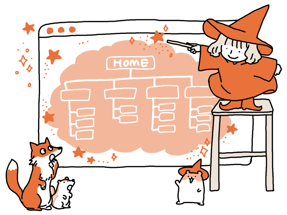サイト構成をツリー状に可視化したイメージイラスト